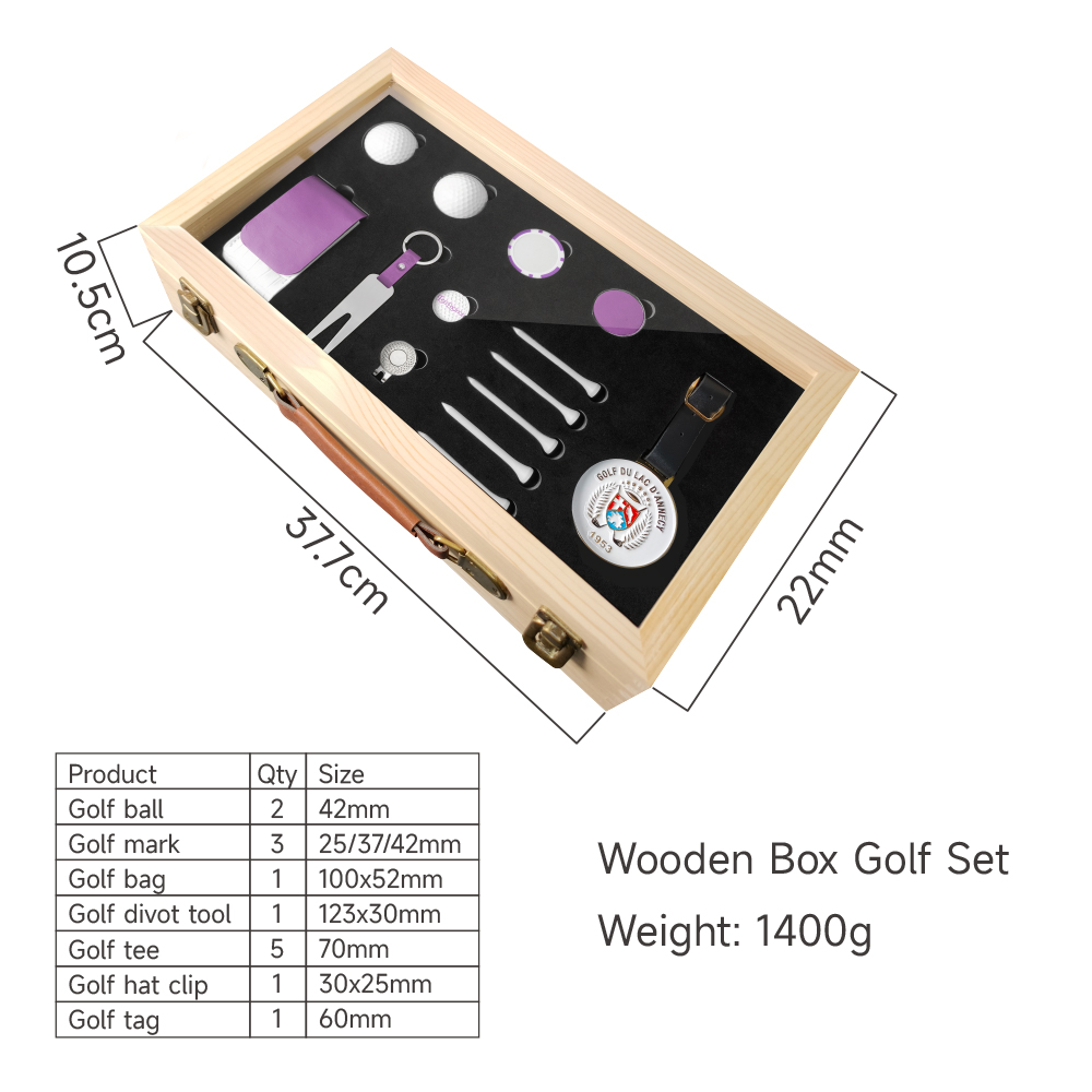 Customized golf accessories high-end gift box set tag ball fork ball nail cap clip mark wooden box paper box current mold