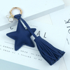 Customized Leather Keychain Car Pendant Star Tassel Metal Keychain Gift Printable Logo Cultural Creative Pendant High-end Anti-lost Retro Pu Leather Keychain