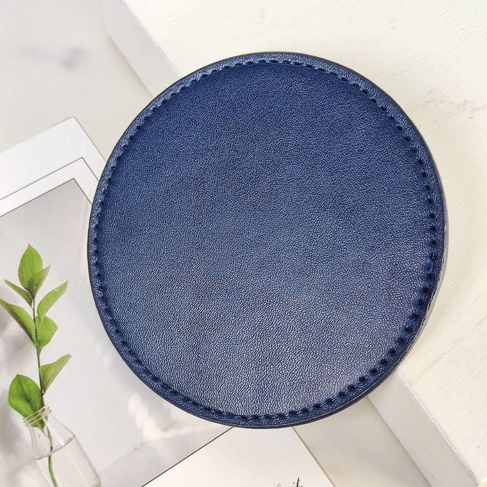 Simple Style PU Leather 10CM Round Coaster Waterproof Insulation Tea Coaster Can Print LOGO Coffee Mat