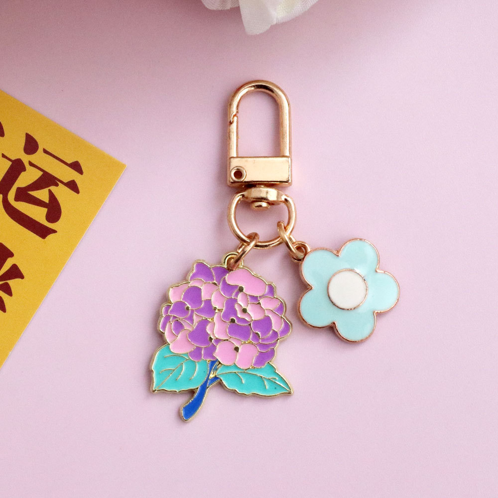 Little Fresh Sunflower Flower Alloy Keychain Couple's Book Bag Pendant Graduation Travel Commemorative Handheld Gift