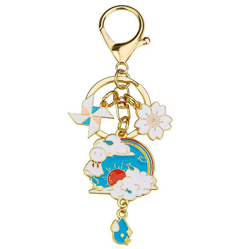 Factory customized combination keychain, bag pendant, small gift, metal alloy imitation enamel craftsmanship, multi-color baking paint