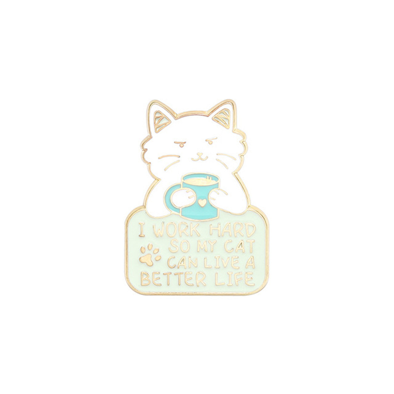 Cats only see fish Cute and funny cat combination badge Fashion small animal brooch jewelry