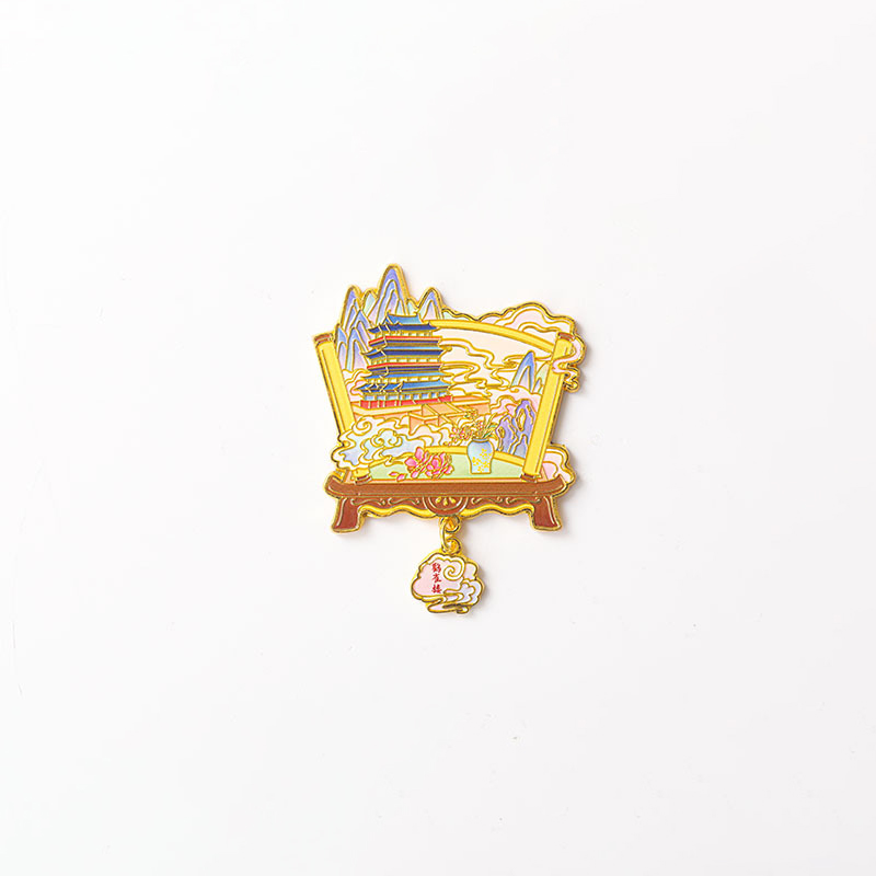 Metal refrigerator magnet Nanchang Tengwang Pavilion Wuhan Yellow Crane Tower scenic spot tourist souvenir color printed magnet pendant gift