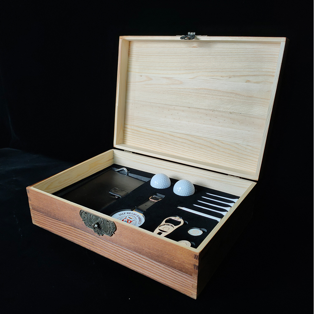 Customized Golf Accessories Gift Box Set Tag Ball Fork Ball Nail Cap Clip Score Book Mark Wooden Box Paper Box Current Mold