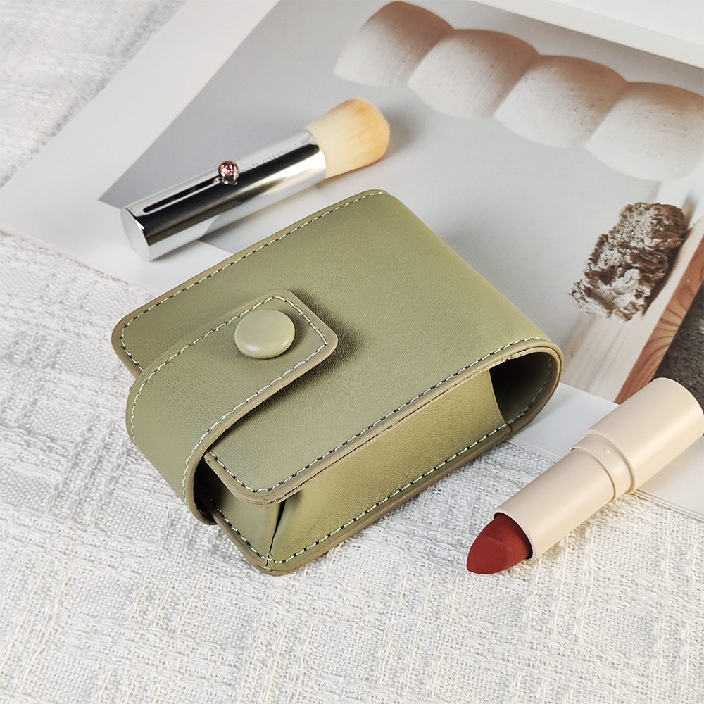 PU Mini Lipstick Leather Protective Case with Mirror Lipstick Leather Case Portable Lipstick Lipstick Storage Bag