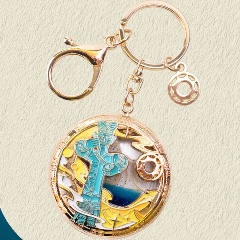 Museum Cultural Creation Star And Moon Shine Daliren Quicksand Metal Pendant Keychain Souvenir Gift