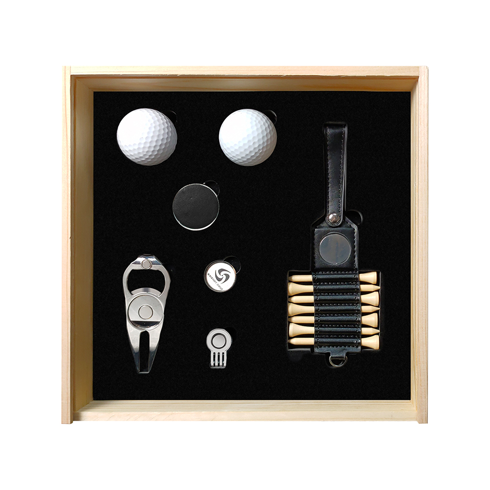 25cm custom golf accessories gift box set tag ball fork ball nail cap clip mark wooden box paper box current mold