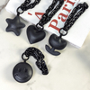 Ins style cute iron chain ring love leather pendant trendy keychain bag small gift