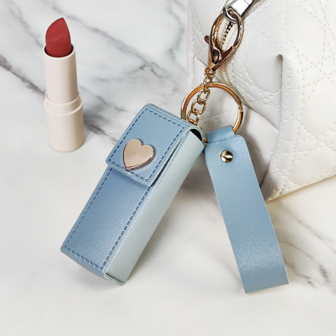 PU Love Lipstick Keychain Pendant Cross-border Thickened Leather Car Accessories Mini Storage Bag Gift Hanging