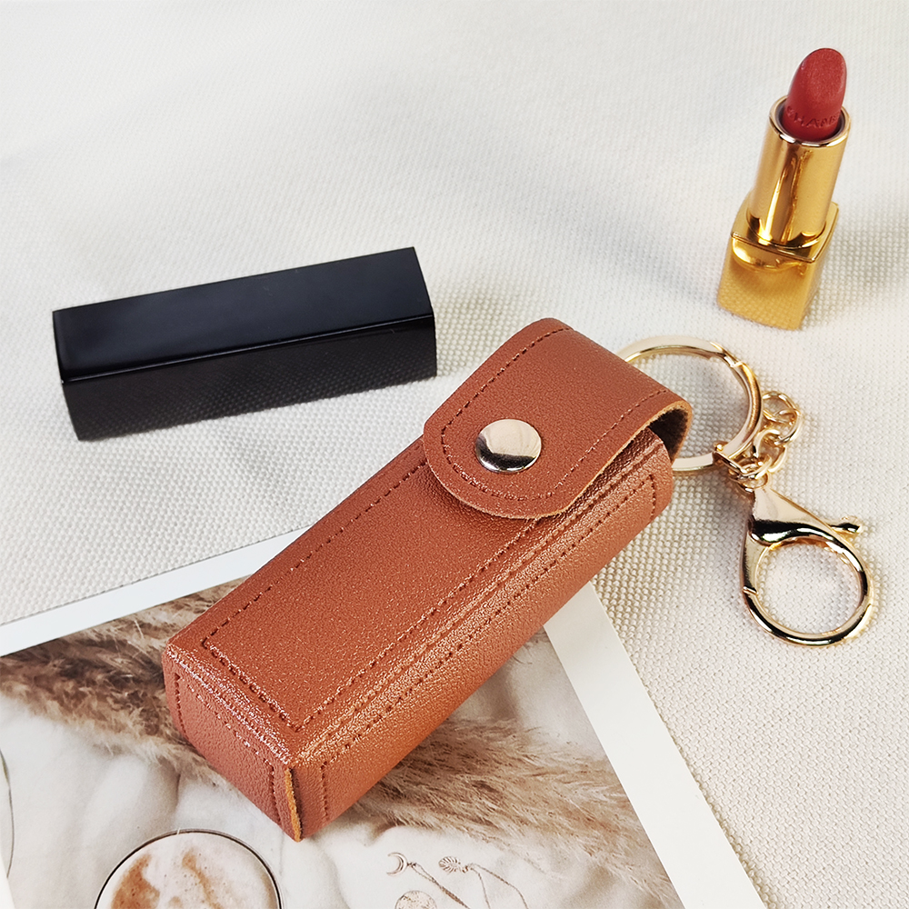 PU Creative Lipstick Bag Keychain Cross-border Mini Bag Accessories Pendant Leather Jewelry Pendant Cosmetic Bag