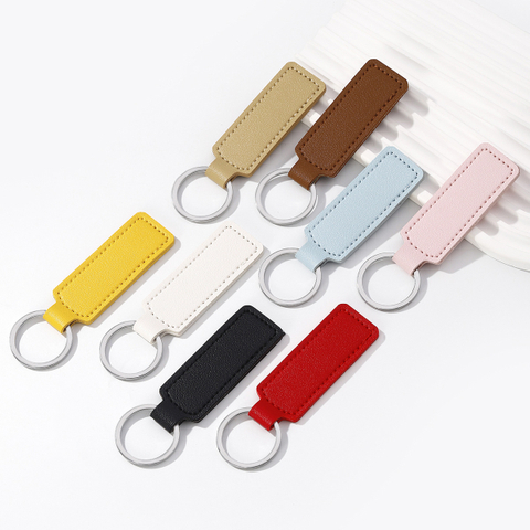 Creative PU Leather Keychain Simple Business Car Key Accessories Leather Keychain DIY Key Ring Wholesale