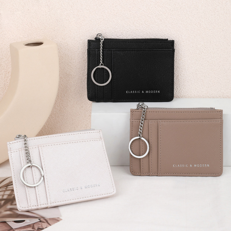 Cross Pattern Card Holder Thin Style Ladies Korean Style Mini Keychain Multiple Card Slots High-end Feel Coin Purse