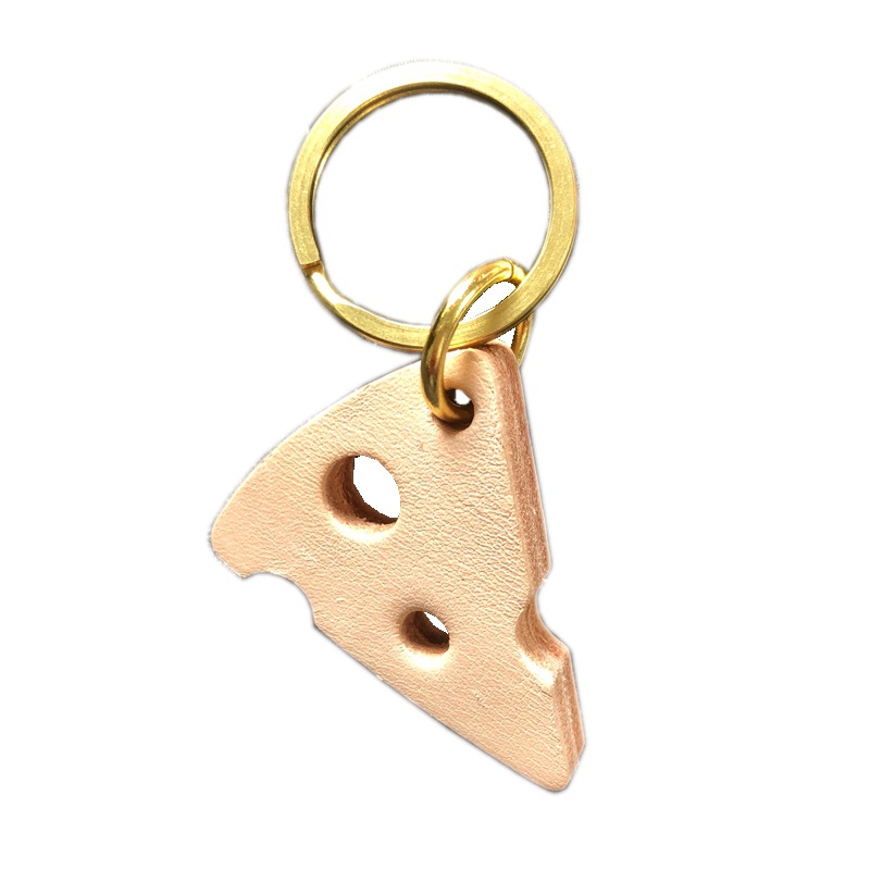 Leather Keychain Chees Shape Key Pendant Portable Leather Car Waist Key Pendant Can Be Embossed And Printed Logo Mobile Phone Case Bag Clothing Pendant Source Manufacturer Wholesale