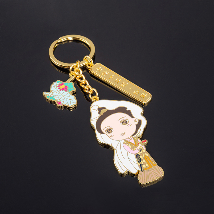 Factory customized combination keychain, bag pendant, small gift, metal alloy imitation enamel craftsmanship, multi-color baking paint