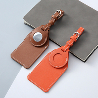 pu luggage tag protective cover leather airtag tracker anti-lost locator suitcase tag leather case