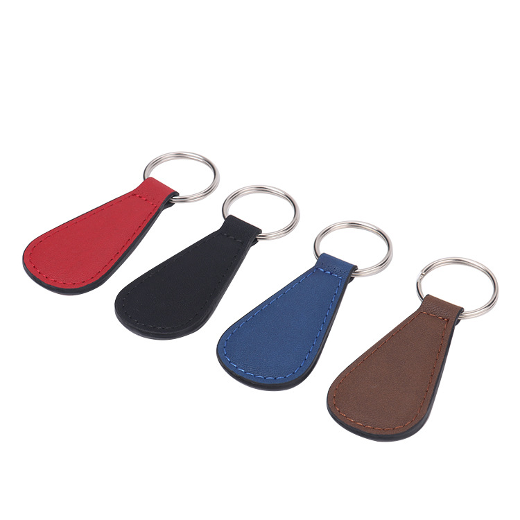 Leather keychain laser printable logo blank small gift advertising gift PU leather key pendant