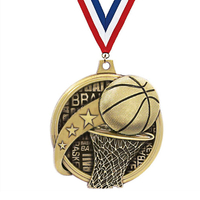 Customized metal medal 3D stereo school basketball game sports competition commemorative prize ribbon metal medal production