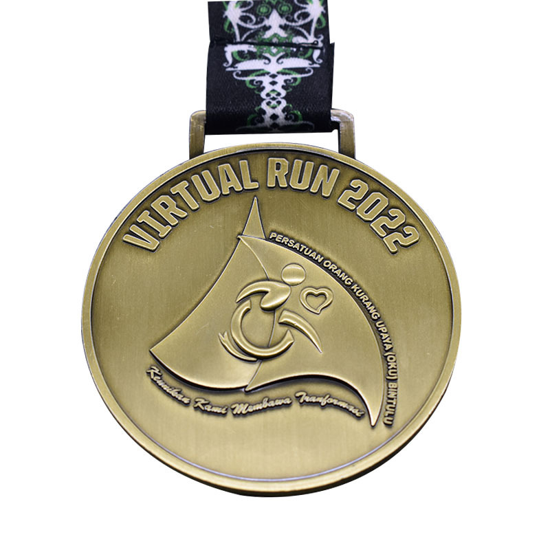 Metal custom zinc alloy paint gold medal marathon sports running event logo cartoon gold medal design