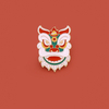 Chinese lion dance brooch Spring Festival auspicious festive commemorative gift metal badge pin fixed clothes bag accessories