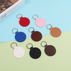 Creative Retro Pu Leather Keychain Imitation Leather Round Keychain Bag Accessories Pendant Car Keychain