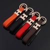 Factory Direct Sale Lychee Pattern Metal H Letter Car Keychain High-grade Cowhide Creative Personality Key Chain Wholesale