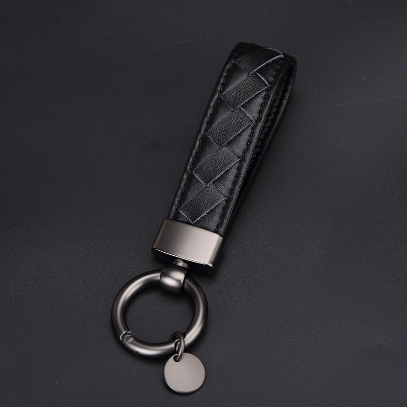 Genuine Leather Car Key Ring Braided Key Chain Men And Women Couple Pendant Cowhide Creative Lettering Key Chain